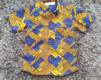 Boys African Shirt/ African Shirts For Boys ,  Ankara Children's Shirt, Handmade African Print Clothes,  Party Shirt, Toddler Shirt, Bamo