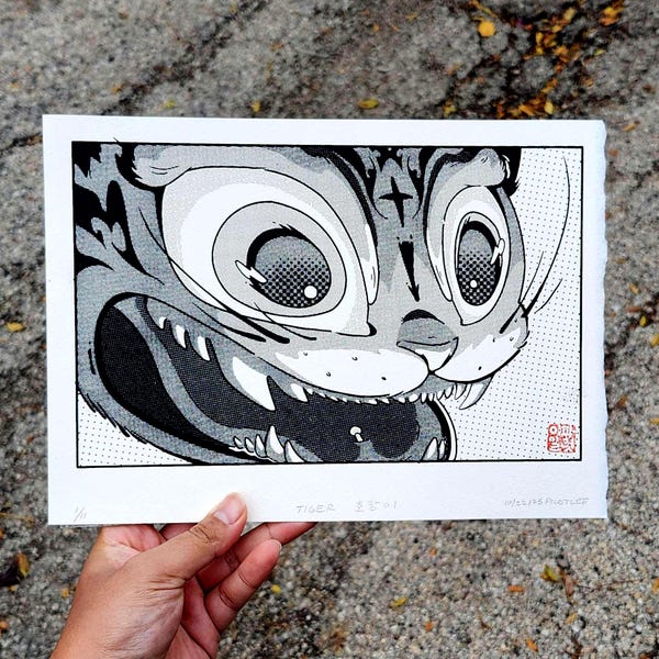 Tiger Screen Print, Korean Home Decor, Traditional-Inspired Gift