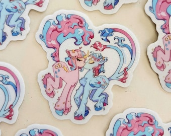 Trans Ponies Sticker, Transgender Glitter Decal, HRT