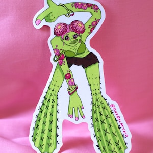 Adesivo Bloom Cactus Girl, decalque de vinil de planta, adesivo de 5 pol x 2 pol