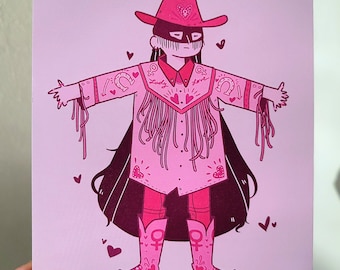Estampado de Cowbaby, Regalo de vaquero gay, Arte western rosa