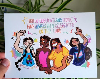 Joyful Queer Indigenous Print, QTPOC Art, Queer Indigenous