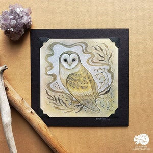 Tyto Alba // 5 by 5 mini art print // Ethereal Barn Owl