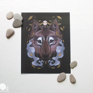 Red Wolf Spirit 5x6 Archival Print // Powerful Animal Guardian // Meditative Creature Art
