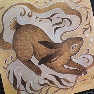 Himmlischer Hasengeist / / 5 von 5 mini Kunstdruck / / Magischer Hase ätherisches Waldwesen