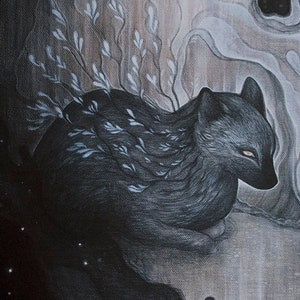 Celestial Resting Fox // Delicate Growth // 8 x 8 Archival Giclee // Ethereal Animal Art