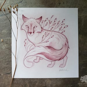 Dreamwood Red Fox // Unframed Original Art Fox Drawing // Wildlife Wall Art Pencil Drawing