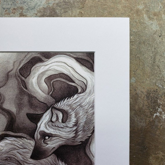 ART HAND DRAWN WOLF IN CHARCOAL 8”X10” PRINTS