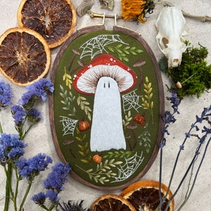 Embroidery Pattern: Fall Mushroom Ghost