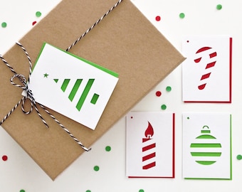 DIY Weihnachten Geschenkanhänger | Sofortiger Download | Druckbare | Papercut | Digitaler Download | Urlaubsgrüße | Weihnachtswünsche | Satz von 4