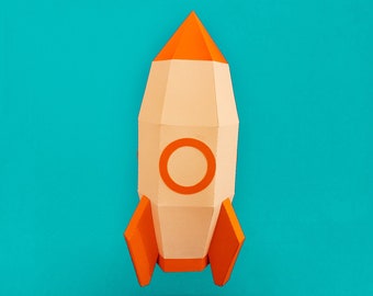Rocket Papercraft | 3D Rocket| Ideal for Kids and Adults | Instant Download | 3D model | Pdf | Svg | Dxf | Png