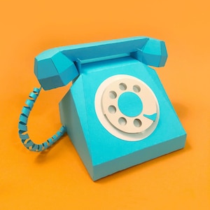 Teléfono retro de papel hecho a mano / Descarga instantánea / Imprimible / Manualidad de papel / Descarga digital / Teléfono de papel / Modelo 3D / Pdf / Svg / Dxf