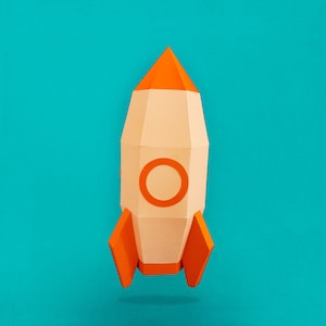 Rocket Papercraft | 3D Rocket| Ideal for Kids and Adults | Instant Download | 3D model | Pdf | Svg | Dxf | Png