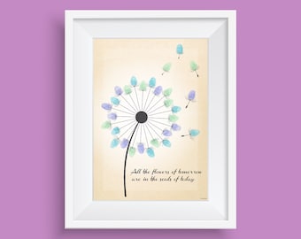 Regalo del maestro / Agradecimiento al maestro / Recuerdo para el maestro / Semillas de plantas para maestros / Arte de huellas dactilares / Arte de huellas dactilares de diente de león