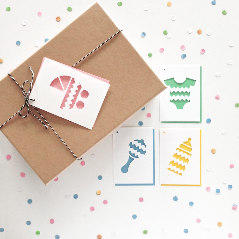 DIY Baby Shower Gift Tags Instant Download Printable Papercut Digital
