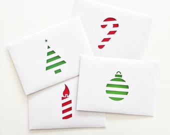 DIY Christmas Cards | Instant Download | Printable | Papercut Cards | Digital Download | Holiday Cards | Christmas Card Set | Set of 4