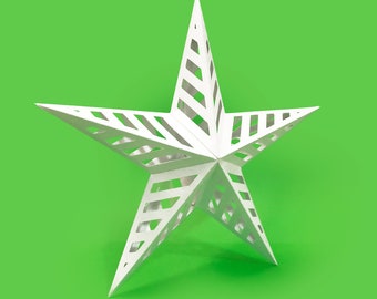 DIY Papercraft Stripe Star | Instant Download | Printable | Digital Download | Tree Topper | Christmas ornament | Pdf | Svg | Dxf | Png