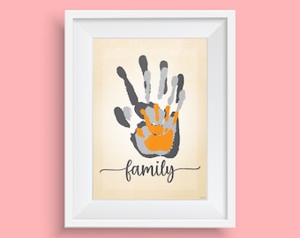 Arte con huellas de manos en familia: Regalo de recuerdo DIY (PDF y JPEG)