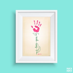 DIY handafdruk bloem I Love you kaart | Moederdag | DIY kaart cadeau herinnering aandenken | Cadeau van baby | Direct downloaden | Handafdrukkunst