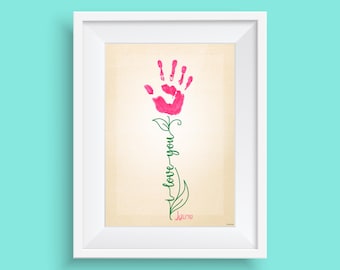 Tarjeta de "Te amo" con flor hecha a mano: Recuerdo DIY (Descarga digital)