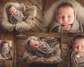 Newborn Chunky Strap Bonnet + Matching Long Wrap