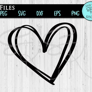 Coração desenhado à mão SVG, Coração SVG, SVG desenhado à mão para Cricut, Coração Svg eps dxf png jpg