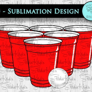Beer Pong Party Cups PNG Sublimation Design - July 4th Ping Pong Ball PNG Sublimation Design - Digital Download ONLY