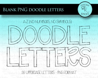 Leere Gekritzel Buchstaben PNG Alphabet, Transparente Sublimationsbuchstaben, Handgezeichnete Großbuchstaben, Alpha Pack Sofortiger Download