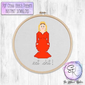 Patrón de punto de cruz Divine Eat Shit, punto de cruz de parodia de flamencos rosados, punto de cruz de arrastre divino divertido, inspirado en la película