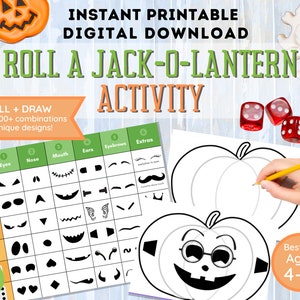 Halloween Roll a Jack-o-Lantern Pumpkin Game | Halloween Activity | Halloween Party Craft | Halloween Dice Game | Halloween Party for Kids