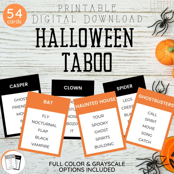Halloween Taboo | Halloween Party Game | Digital Download Halloween Party | Printable Halloween Game | Halloween Guessing Game