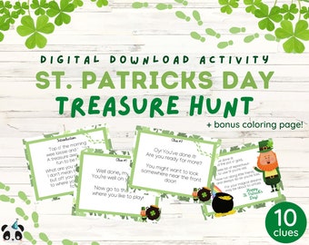 Búsqueda del tesoro del día de San Patricio / Búsqueda del tesoro del día de San Patricio / Actividad del día de San Patricio para niños / Actividad imprimible del Día de San Patricio