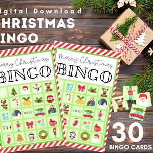 Weihnachten Bingo | 30 Einzelkarten | Weihnachten Spiel | Familienspiel | Druckbare Spiel | Sofortiger Download