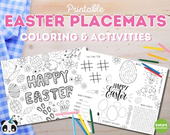 Easter Placemat for Kids | Activity Placemat | Easter Coloring Placemat for Kids | Printable Place Setting | Easter Dinner, Easter Brunch