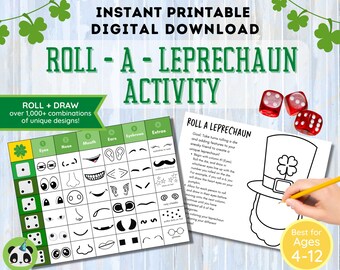 St. Patrick's Day Kids Game Roll a Leprechaun | St Pattys Day Activity | St Patricks Craft | St Patricks Dice Game | St Patricks Day Party