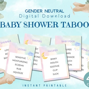 Baby Shower Taboo Game | Gender Neutral Baby Shower Game | Digital Download | Family Game New Baby | Baby Shower Activity All Ages