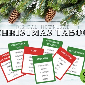 Christmas Taboo | 99 Cards Christmas Party Game | Digital Download Christmas Party | Family Christmas Party Game