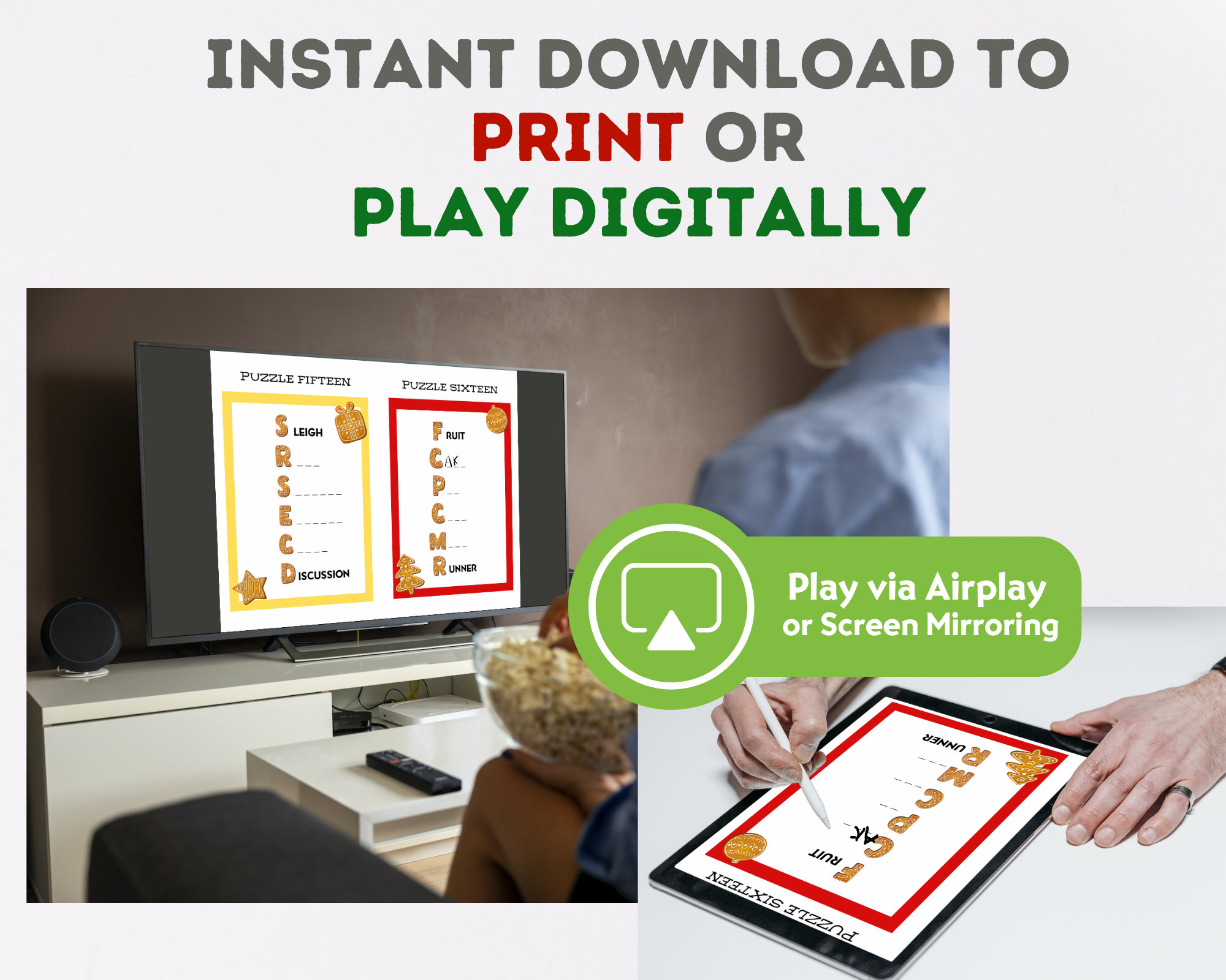 Chain Reaction Game Holiday Edition | Printable Game | Christmas Game