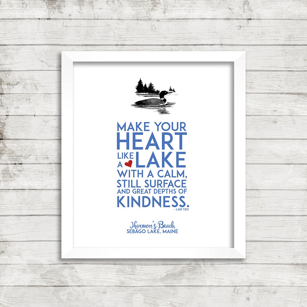 Lake Print Lake Quote Wall Art Custom Typography Lake Etsy