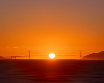 Golden Gate bridge heart-shaped sunset photo print / metal print