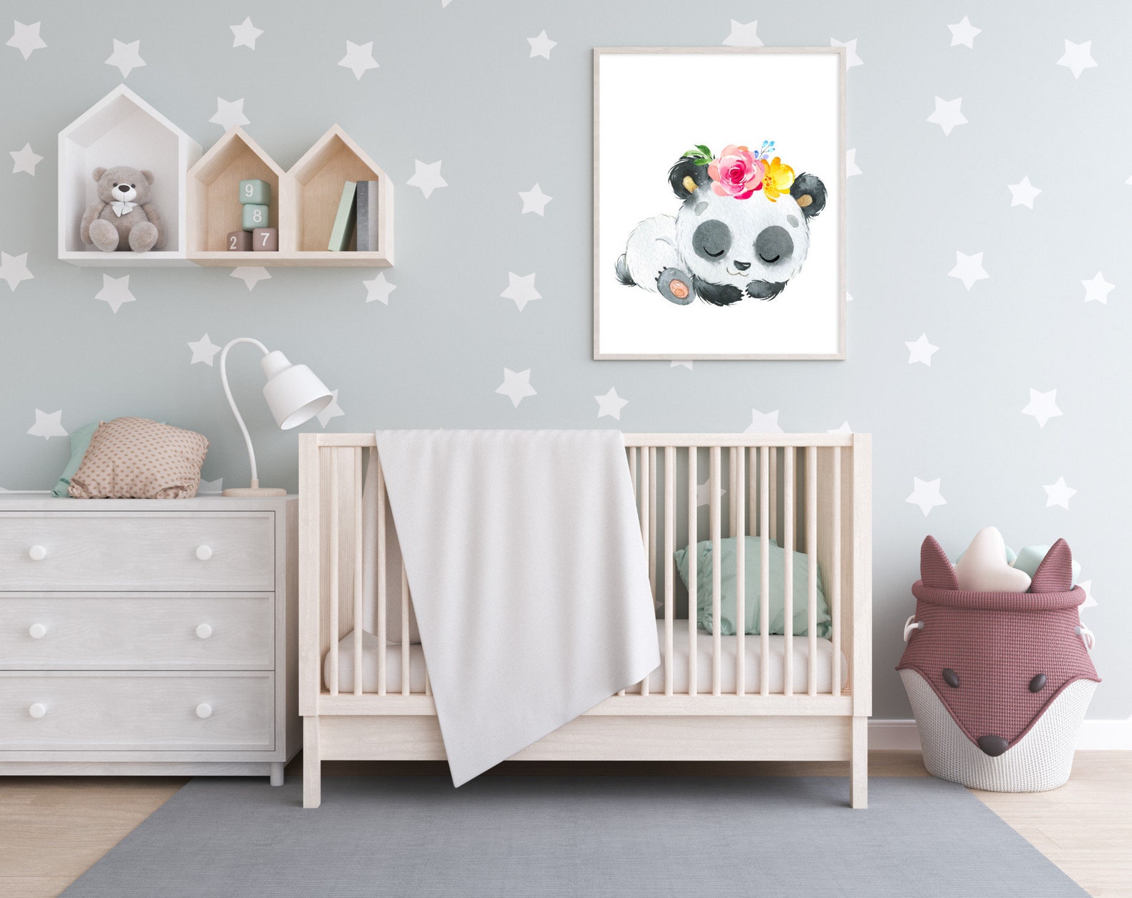 Baby Panda Print Nursery Decor Nursery Animal Wall Art Etsy