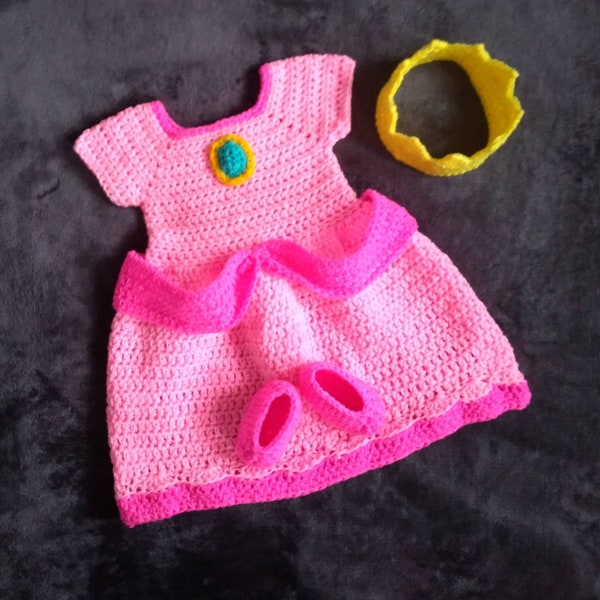 Princess Peach Crochet Baby Costume (Mario Bros.)