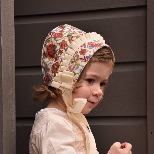 Liberty Frill Baby Bonnet - any size 3 to 36 months - made to order - choose your fabric - Roberta custom floral