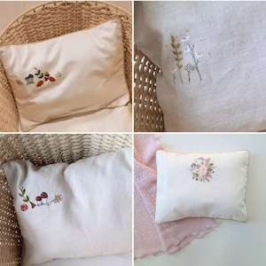 Embroidered Baby Pillowcase - Custom Embroidery cradle/Pram Pillow - pillow insert included - made to order only