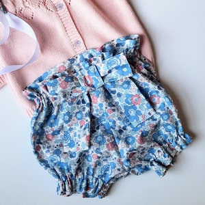 Top Paperbag Liberty Bloomers con fiocco grande - taglia neonato - volant - disponibili diversi modelli di tessuto personalizzati