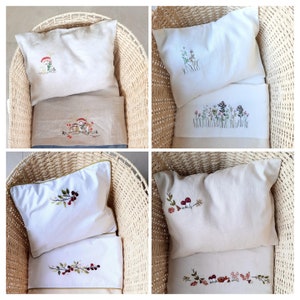 Juego de sábanas bordadas a mano para cuna o cochecito de bebé con ribete opcional - Juego de sábanas y fundas de almohada bordadas personalizadas - Funda de almohada