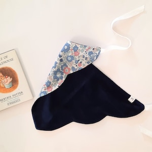 Scallop Reversible Velvet & Liberty Triangle Scarves - made to order - girls headscarves - custom headband scarf - winter