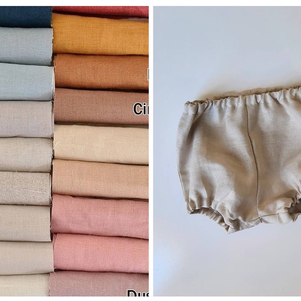 Linen Bloomers - all sizes newborn to 36 months - made to order - nappy cover - white, ivory, cream, blue, mustard, navy - custom