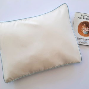 Cream or White Baby Pillowcase with Piped Edge, baby blue, pink, cream or white - pram/Cradle pillow case with cushion insert  - custom