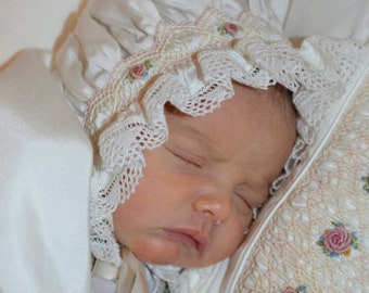 Smocked Bonnet Custom Made - Assorted Designs - Smocked  - fits newborn to 9m